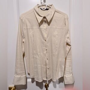 Zara Cream Button-Up Long Sleeve Top